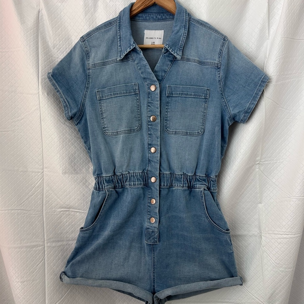 Celebrity Pink Light Blue Denim Romper